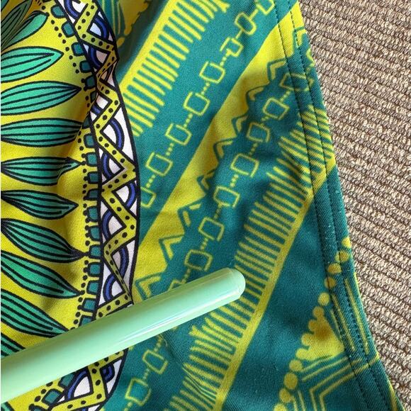 Prana Green Multi-Color Halter Top Bohemian Print One Piece Swimsuit size M - Picture 8 of 11